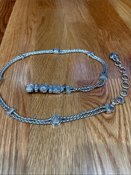 Brighton silver plated chain belt double wheat with hearts chain size Small main image 8